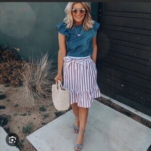 Draper James Red and White Striped A-Line Skirt